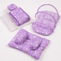 8-Piece Baby Bedding Set with Mosquito Net & Blanket – Cloud Pattern (Purple)