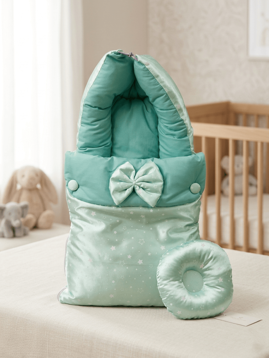 Silk Baby Carry Nest - Baby Sleeping Bag - Infant Sleeping Sack - Silk Green
