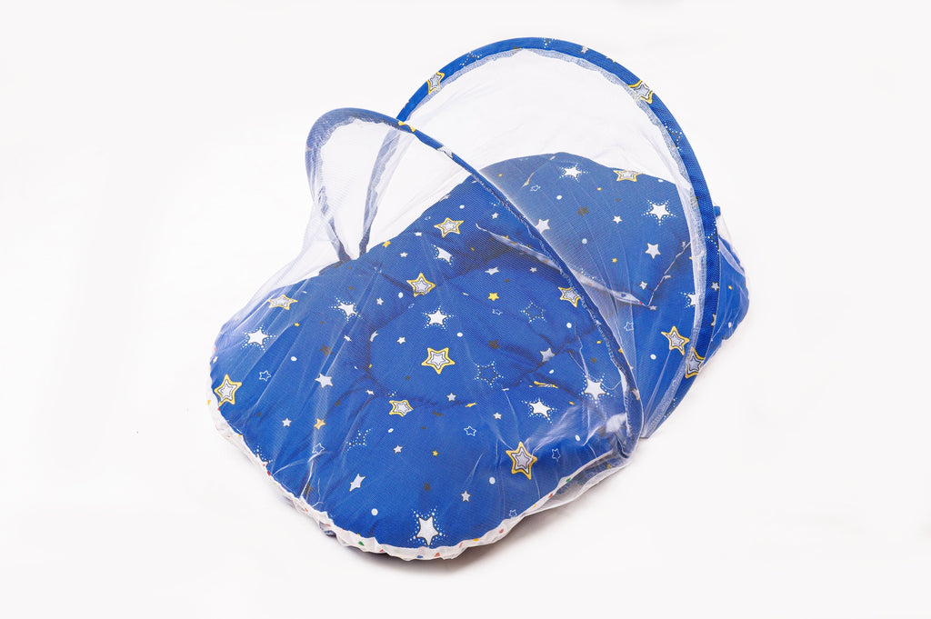 8-Piece Baby Bedding Set With Mosquito Net & Blanket – Star Print (Blue)