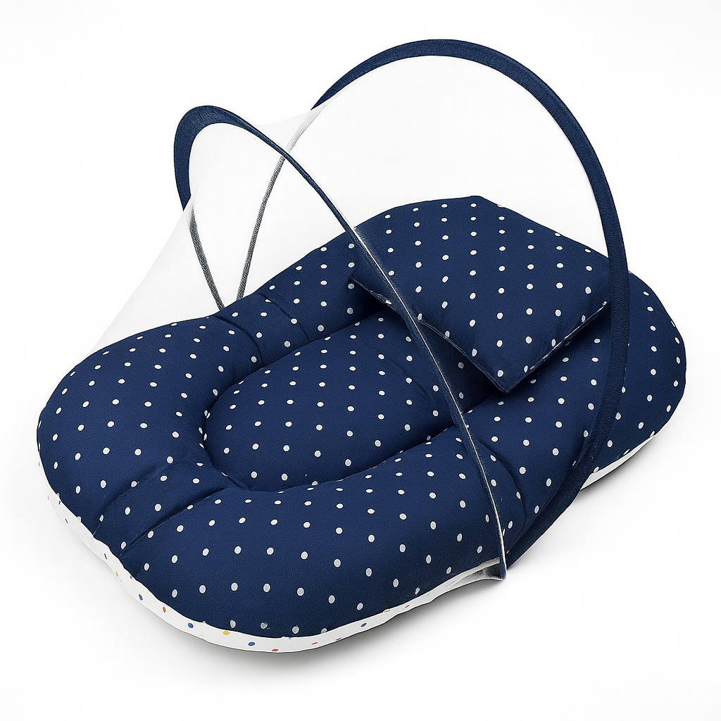 Mosquito Net Carry Nest – Dark Blue Polka Dot