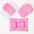 8-Piece Baby Bedding Set With Mosquito Net & Blanket – Star Print (Pink)