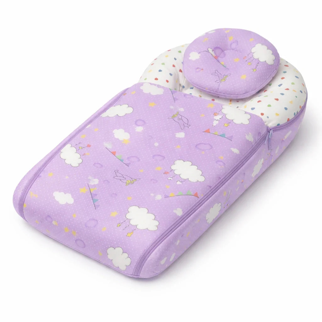 Baby Carry Nest with Pillow – Purple Cloud Print