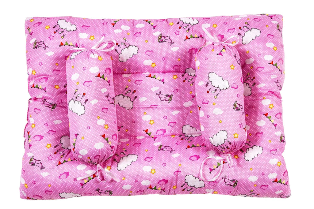 8-Piece Baby Bedding Set with Mosquito Net & Blanket – Cloud Pattern (Pink)