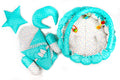 11 Pcs Newborn Baby Bedding & Carry Nest Set – Light Turquoise Polka Dot Theme