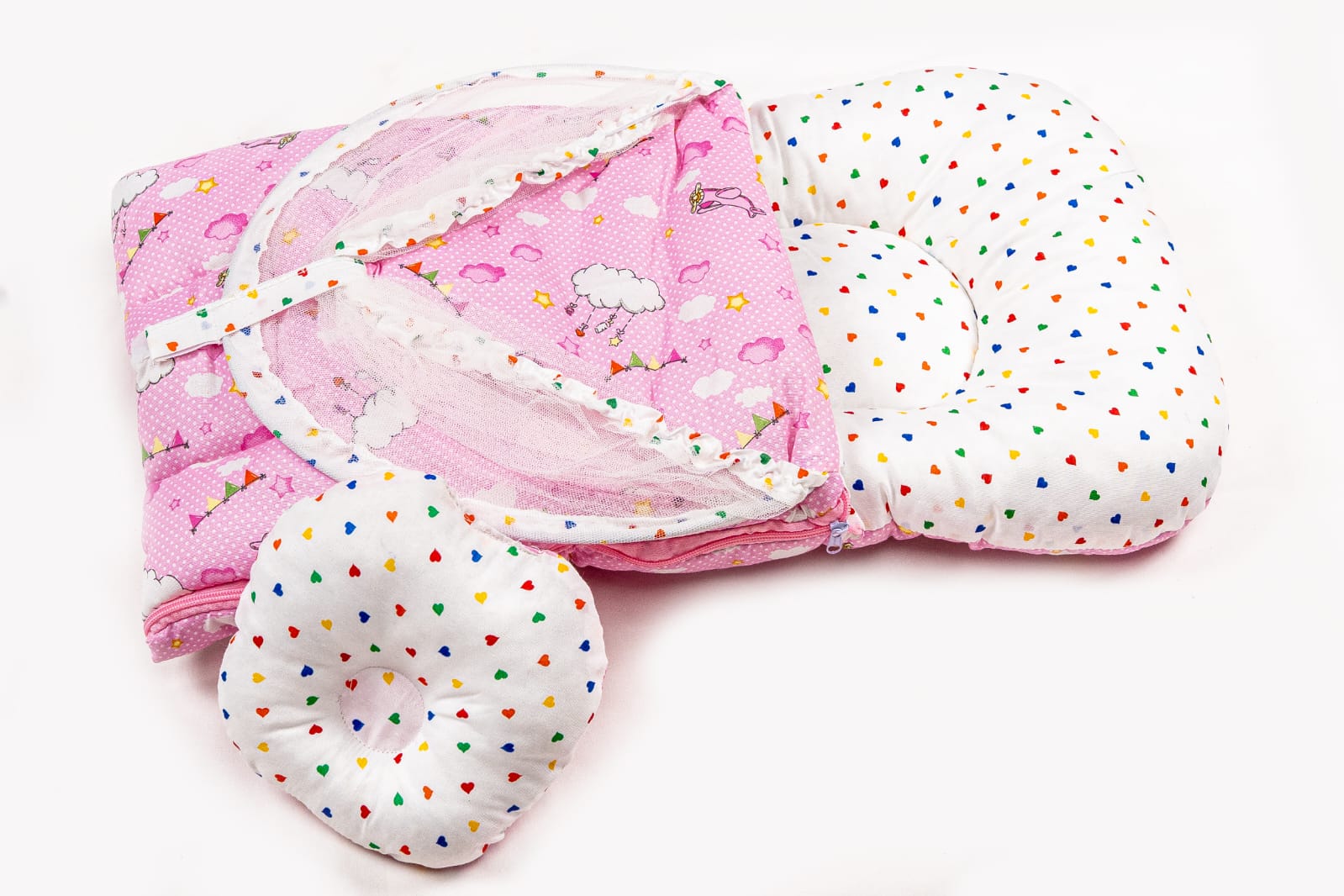 Pink Sky Print Baby Carry Nest with Mosquito Net (3-in-1 Set)