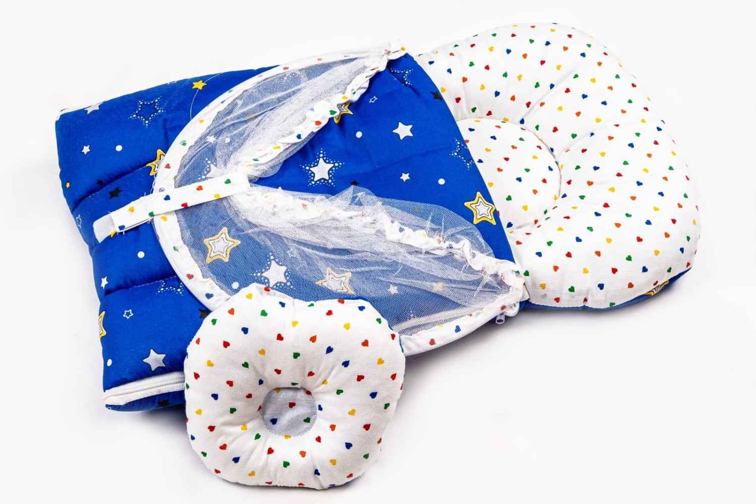 Royal Blue Star Print Baby Carry Nest with Mosquito Net (3-in-1 Set)