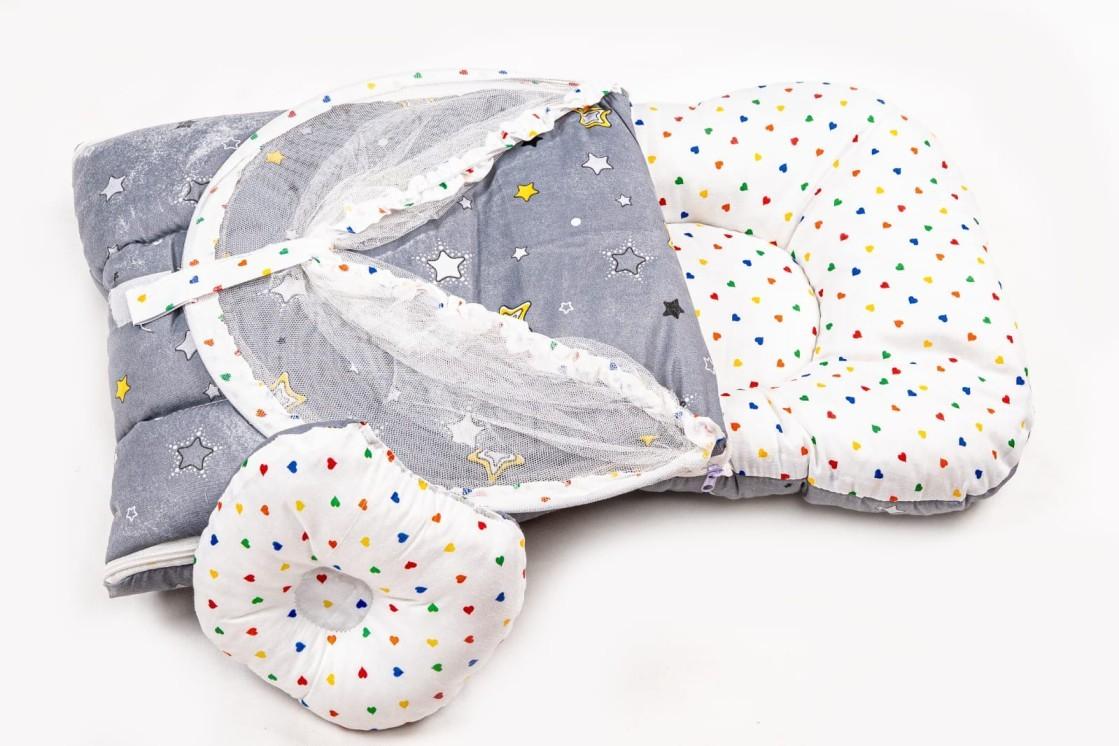 Grey Star Print Baby Carry Nest with Mosquito Net (3-in-1 Set)