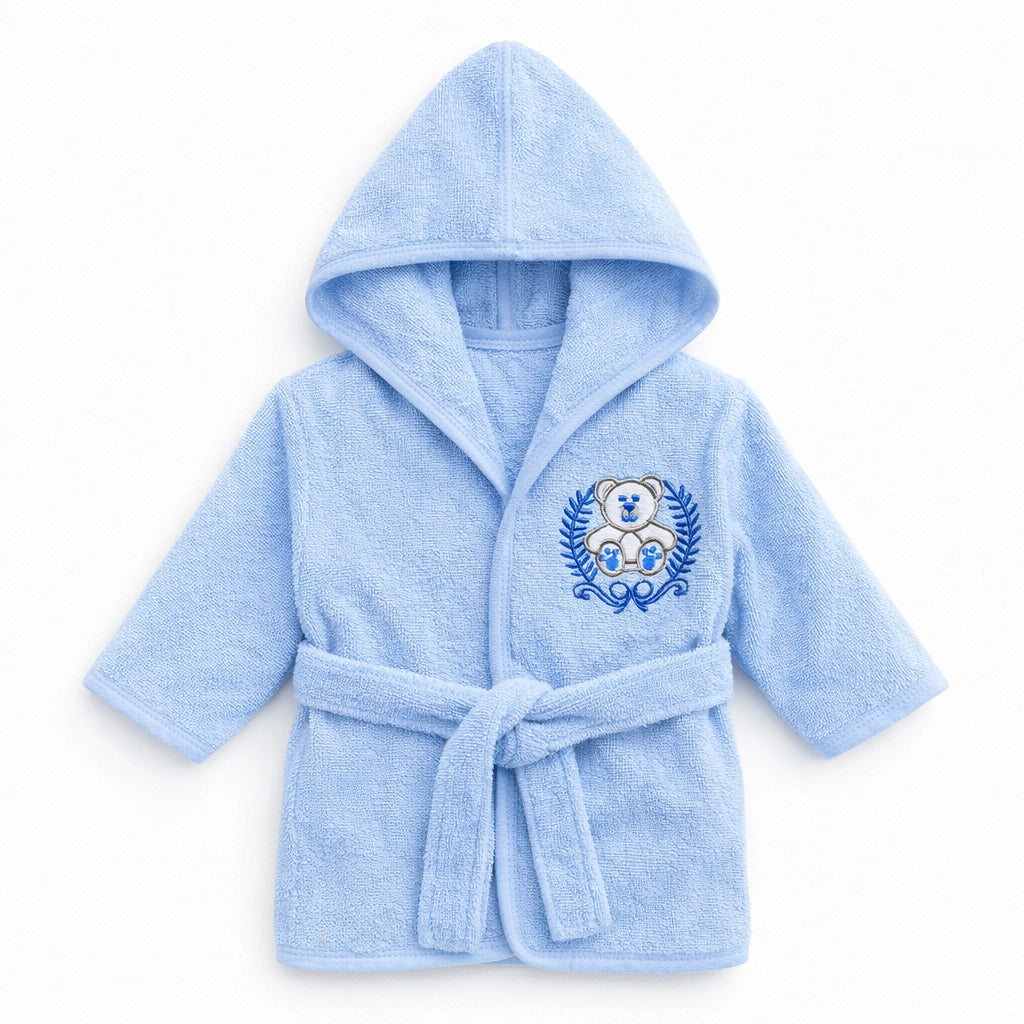 Baby Hooded Bathrobe – Blue (0-18 Months)