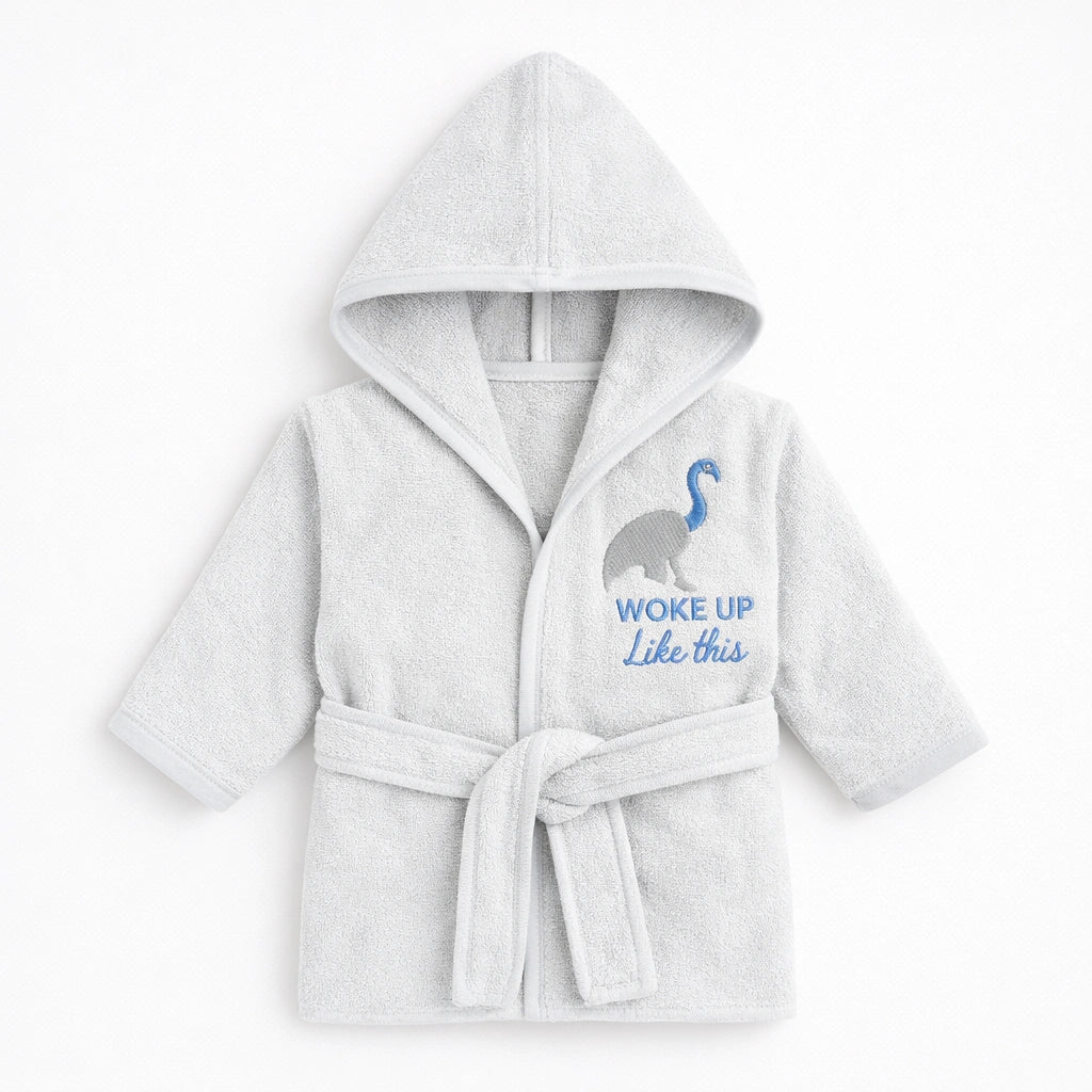 Baby Hooded Bathrobe – Grey (0-18 Months)