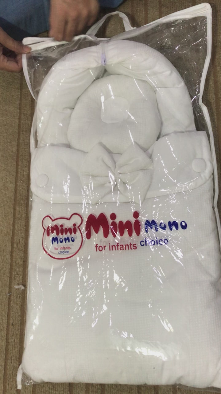 White New Born Baby Carry Nest | Sleeping bag - Wearable blanket | zero