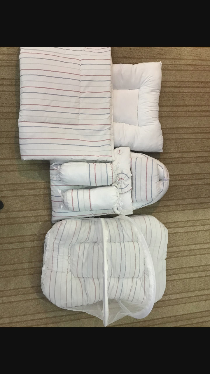 White Strip Baby Bedding Set | Infant Sleeping Bed | white (Copy)