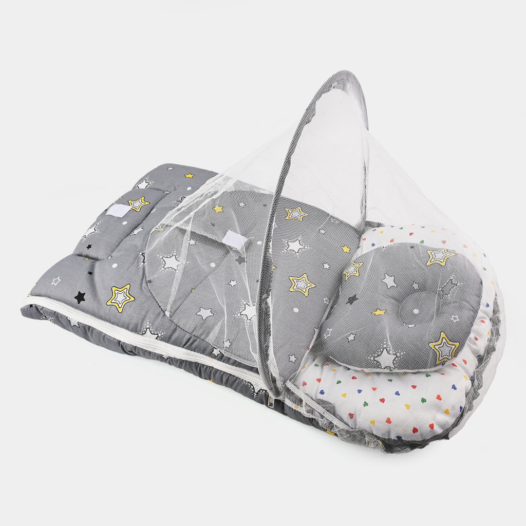 Baby Carry Nest with Pillow & Mosquito Net – Grey