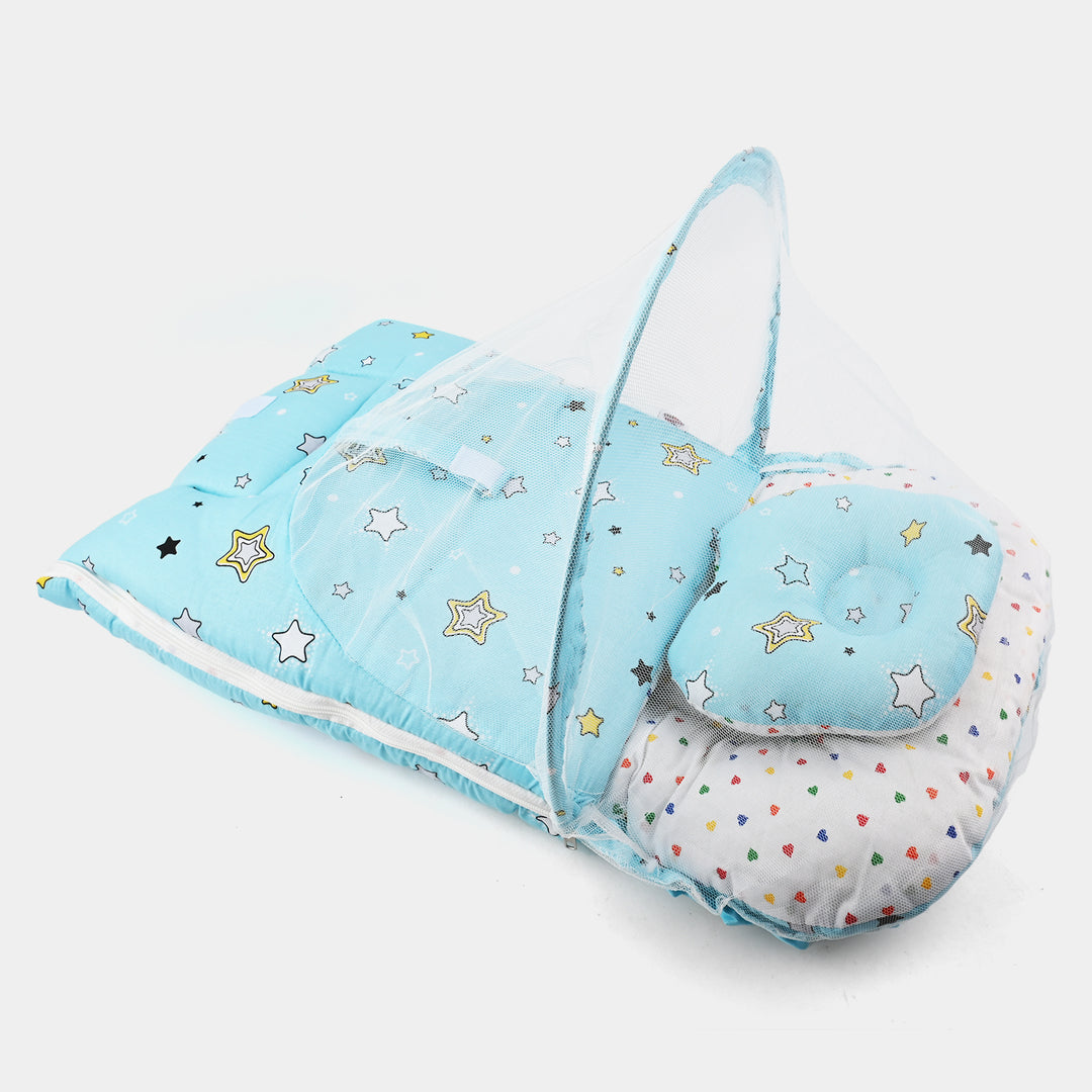 Baby Carry Nest with Pillow & Mosquito Net – Sky Blue