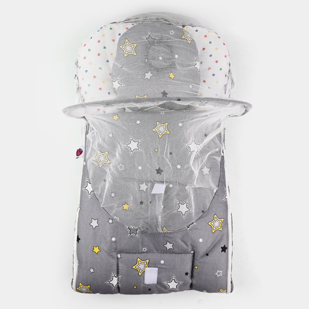 Baby Carry Nest with Pillow & Mosquito Net – Grey