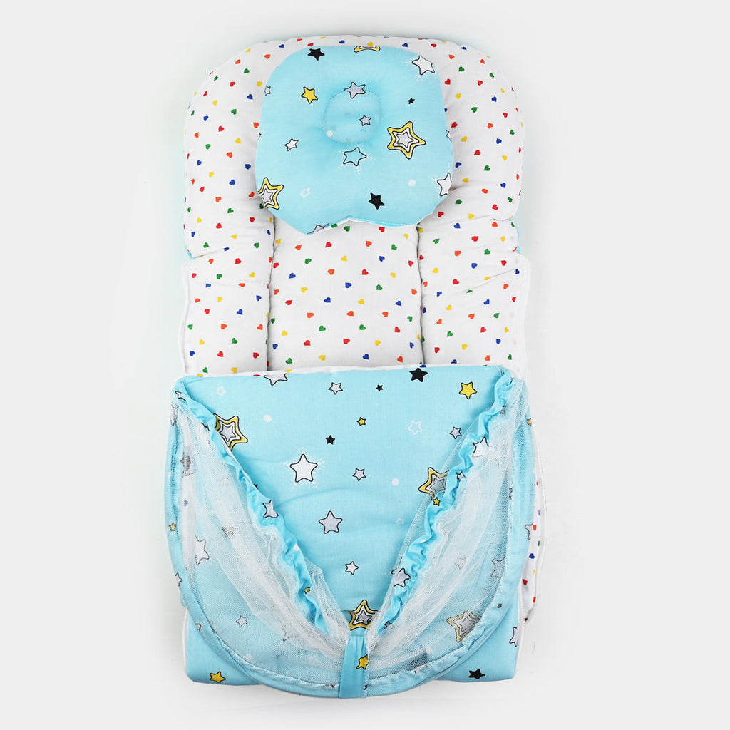 Baby Carry Nest with Pillow & Mosquito Net – Sky Blue