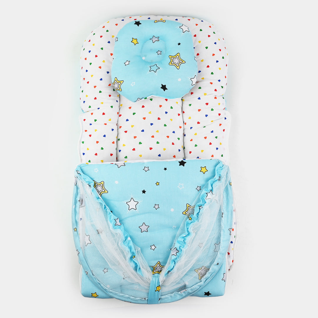 Baby Carry Nest with Pillow & Mosquito Net – Sky Blue